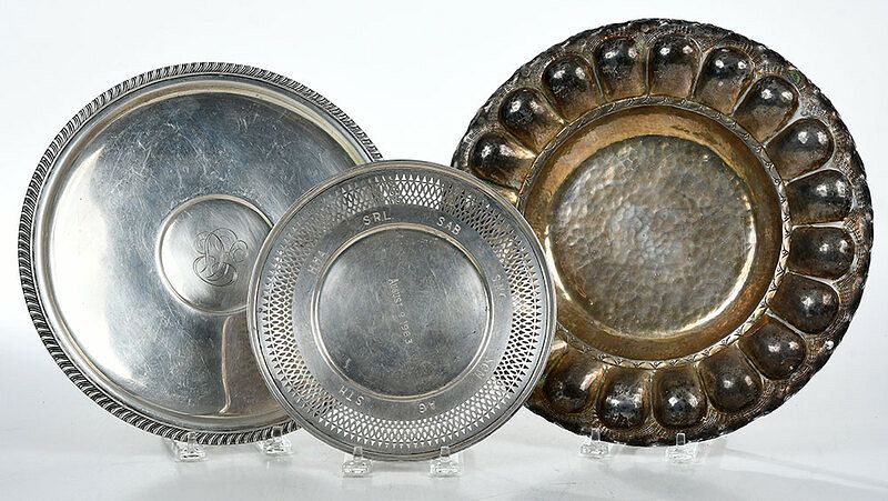 Appraisal: Three Sterling Plates American Mexican th century J E Caldwell