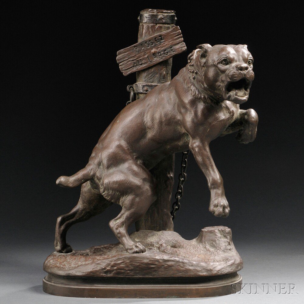 Appraisal: Charles Valton French - Bronze Figure of an Angry Mastiff