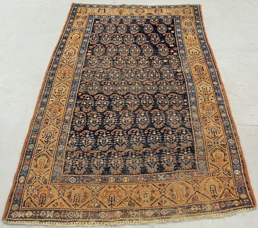 Appraisal: - Persian oriental center hall carpet with blue center field