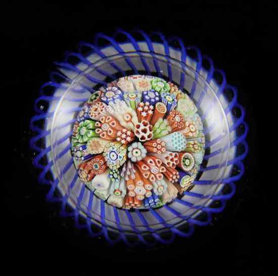 Appraisal: A Baccarat millefiori 'mushroom' glass paperweight c with concentric latticinio