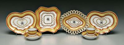 Appraisal: Eight pieces Chamberlain s Worcester fine gilt decoration flanking salmon