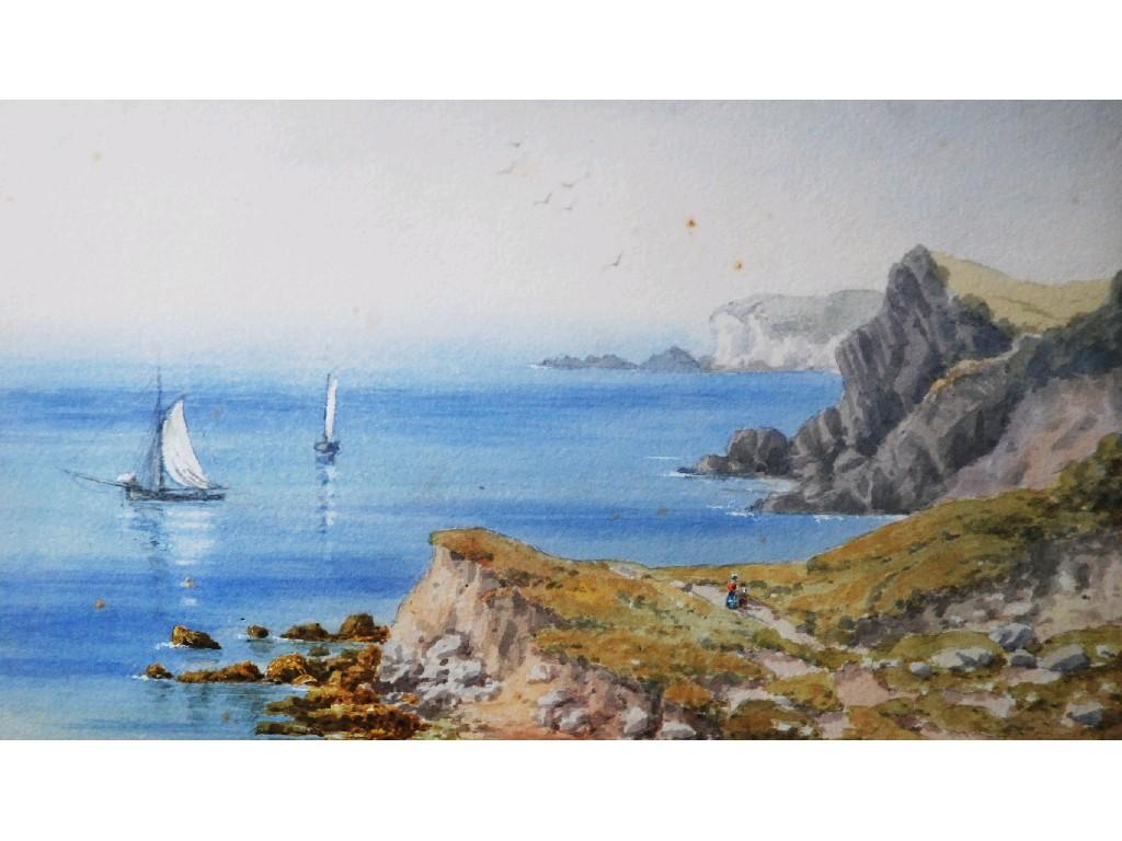 Appraisal: J W early twentieth century WATERCOLOUR Coastal scene 'Sunny Memories