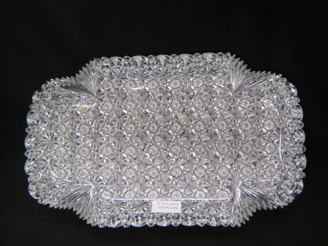 Appraisal: Cut Glass Tray Russian or Harvard style overall design x