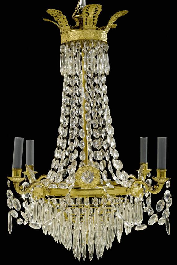 Appraisal: CHANDELIER Empire style Paris circa Matte and polished gilt bronze