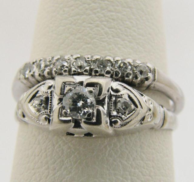 Appraisal: Lady's Platinum and diamond wedding set with three stone ring