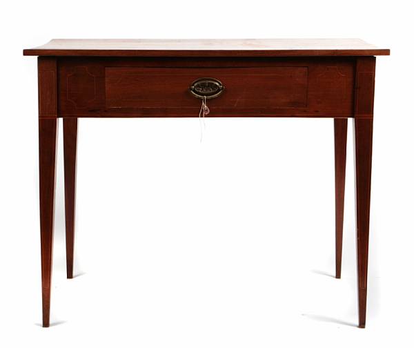 Appraisal: A Federal style walnut single drawer table height in width