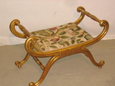 Appraisal: A REGENCY STYLE CARVED AND GILT WOOD STOOL of X