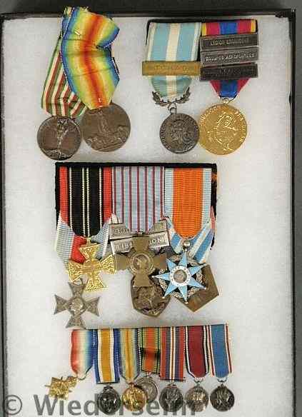 Appraisal: Cased tray of medals and ribbons to include Italian WWI