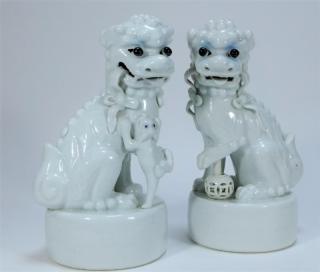 Appraisal: PR Chinese Blanc de Chine Porcelain Foo Dogs CHINA TH