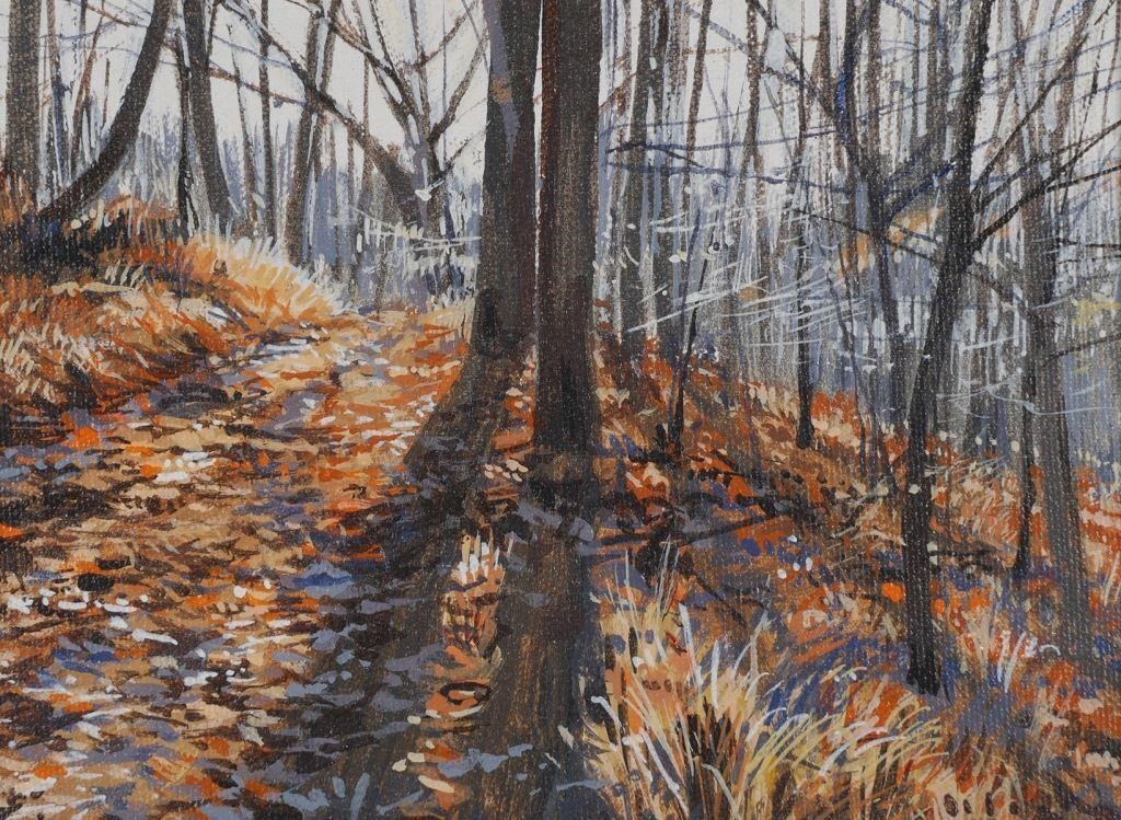 Appraisal: An autumn forest scene oil on canvas painting by Michael