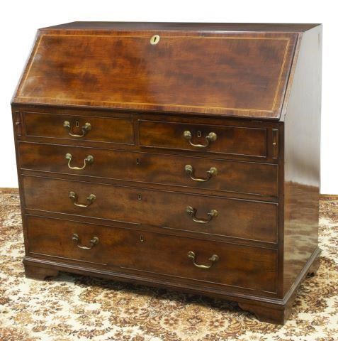 Appraisal: English Georgian mahogany secretary desk th c slant front opening