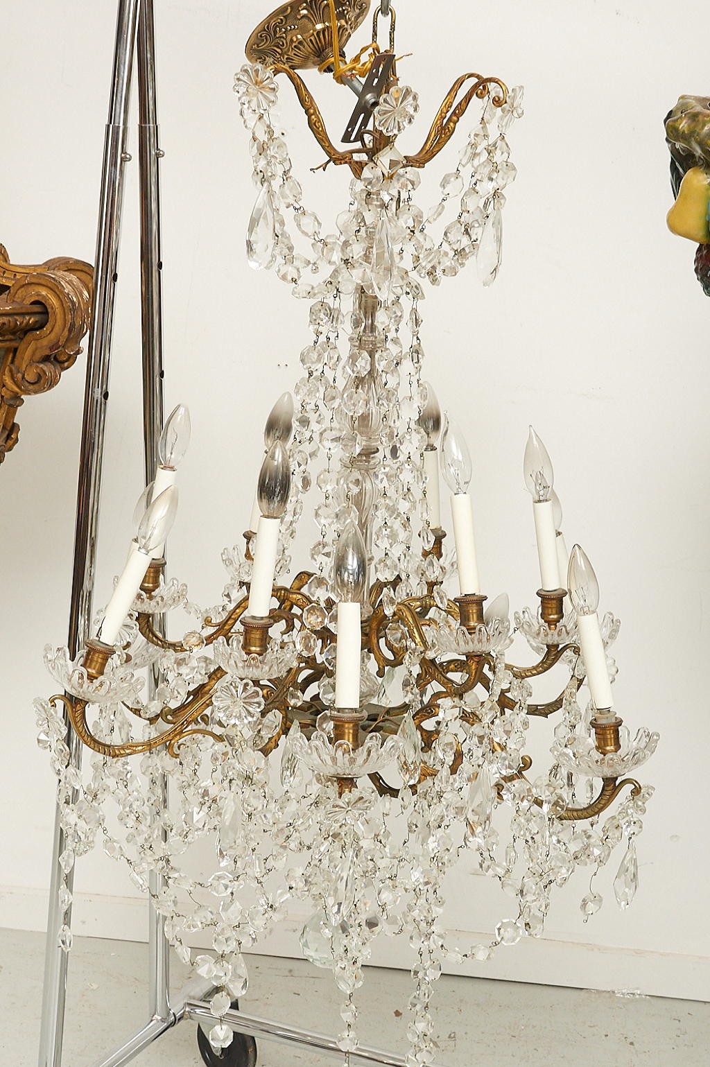 Appraisal: LARGE LOUIS XV STYLE CRYSTAL CHANDELIER th c -light two