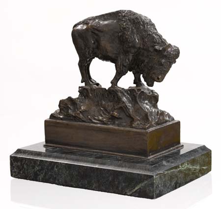 Appraisal: CARL KAUBA Buffalo Bronze mounted on marble mm inches height