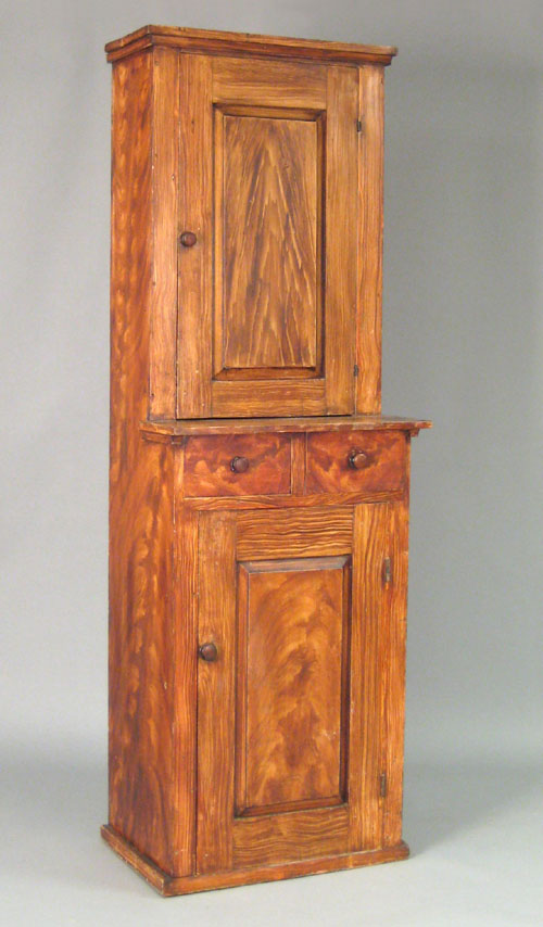 Appraisal: New England painted pine stepback cupboard th c retaining an