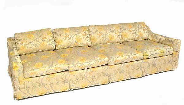 Appraisal: A large fully upholstered silk couch in the Asian taste