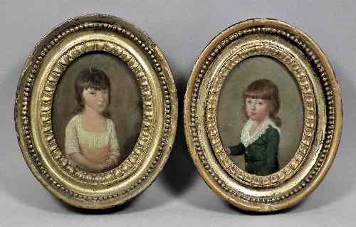 Appraisal: Late th Century English School - Pair of miniature oil