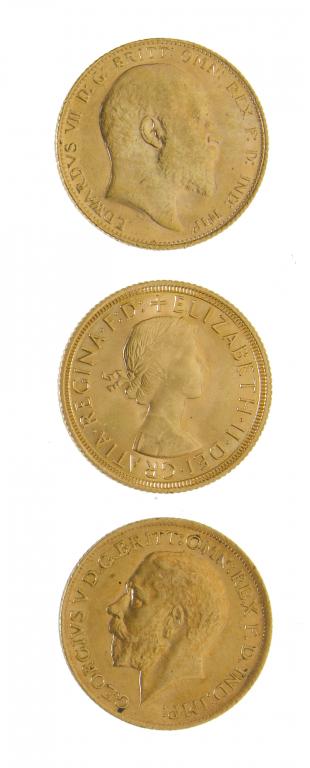 Appraisal: EDWARD VII-ELIZABETH II SOVEREIGN and VF-EF