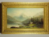 Appraisal: OOC - Mountain and lake scene with two figures in