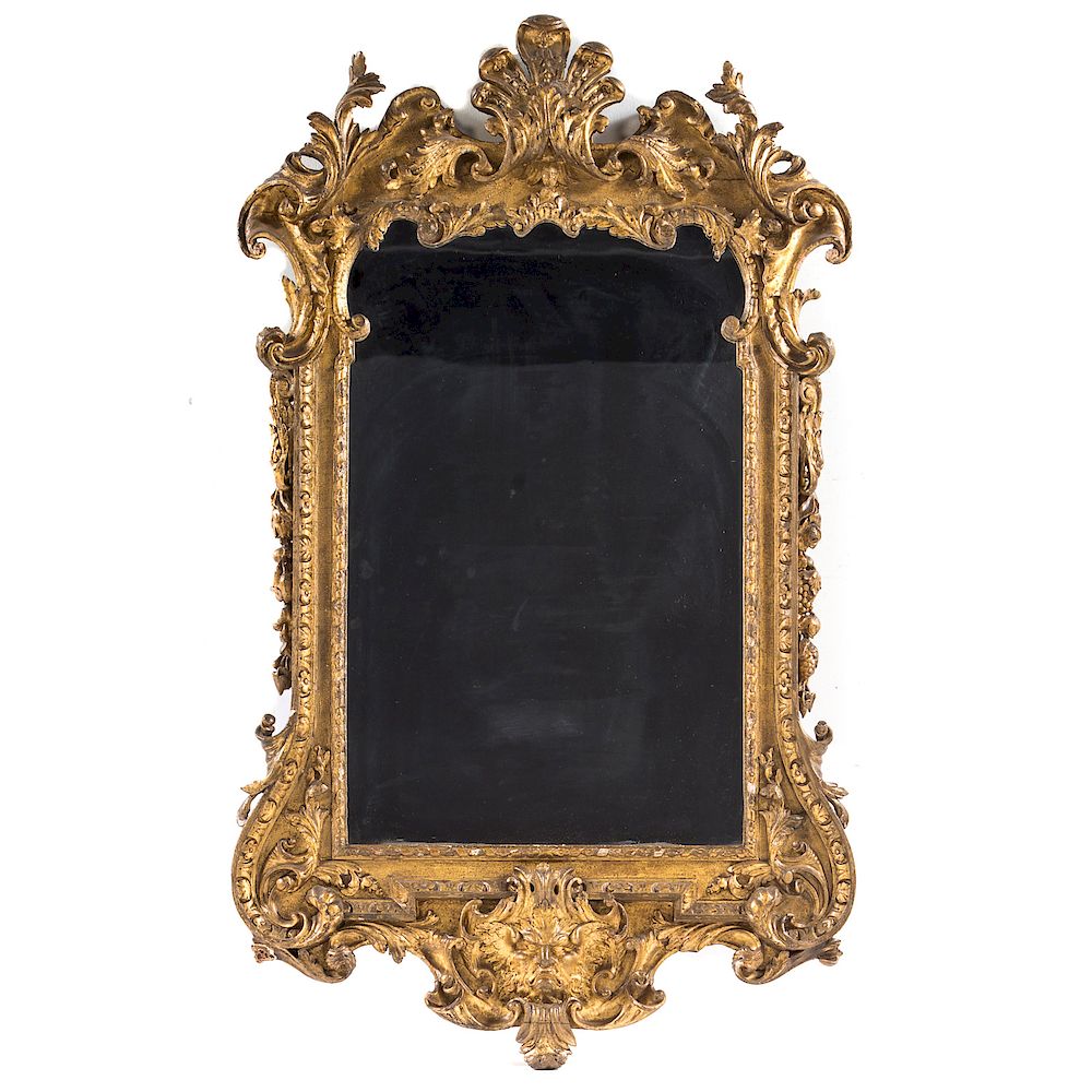 Appraisal: Italian Carved Giltwood Mirror Late th century carved giltwood frame