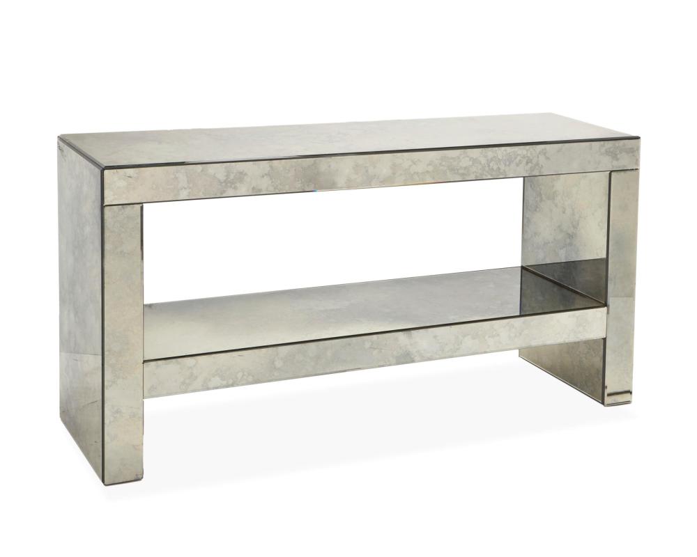 Appraisal: A contemporary mirrored glass console table st Century With all-over