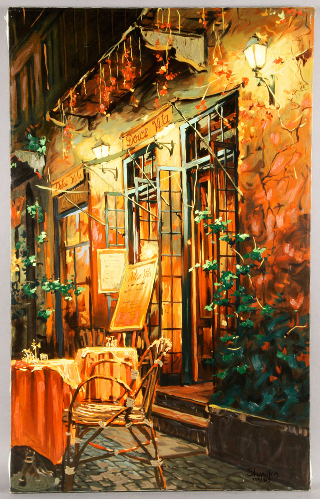 Appraisal: - Shvaiko Romantic Evening Serigraph Victor Shvaiko Romantic Evening hand