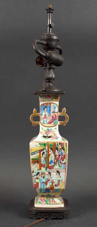 Appraisal: Chinese Export Rose Mandarin porcelain vase mounted as a lamp