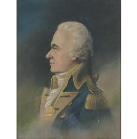 Appraisal: Revolutionary Officer Lafayette vintage pastel profile portrait on paper x