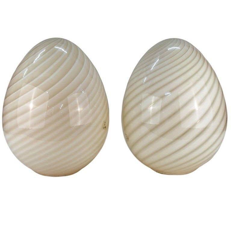 Appraisal: Vetri Mid-Century Modern Murano Glass Egg Lamps Pr Vetri Italian