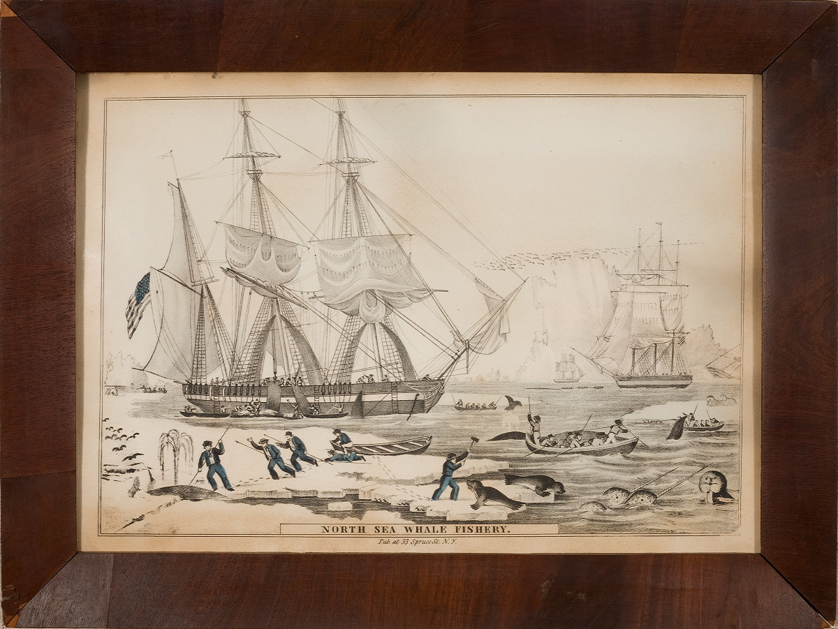 Appraisal: PAIR OF NINETEENTH CENTURY WHALING PRINTS quot NORTH SEA WHALE