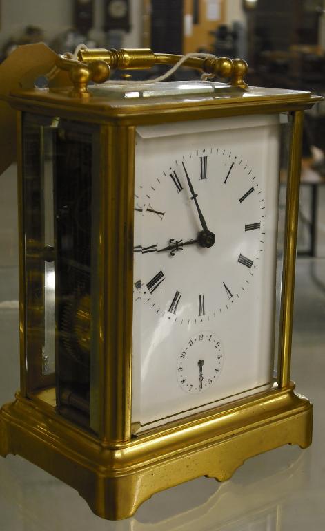 Appraisal: French repeat alarm carriage clock the movement striking on a