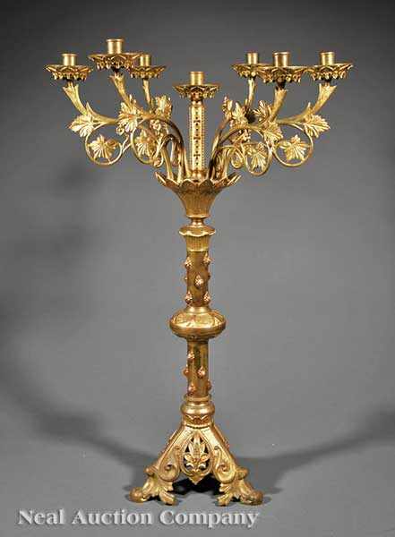 Appraisal: A Gilt Brass Seven-Light Candelabrum in the Renaissance Taste scrolled