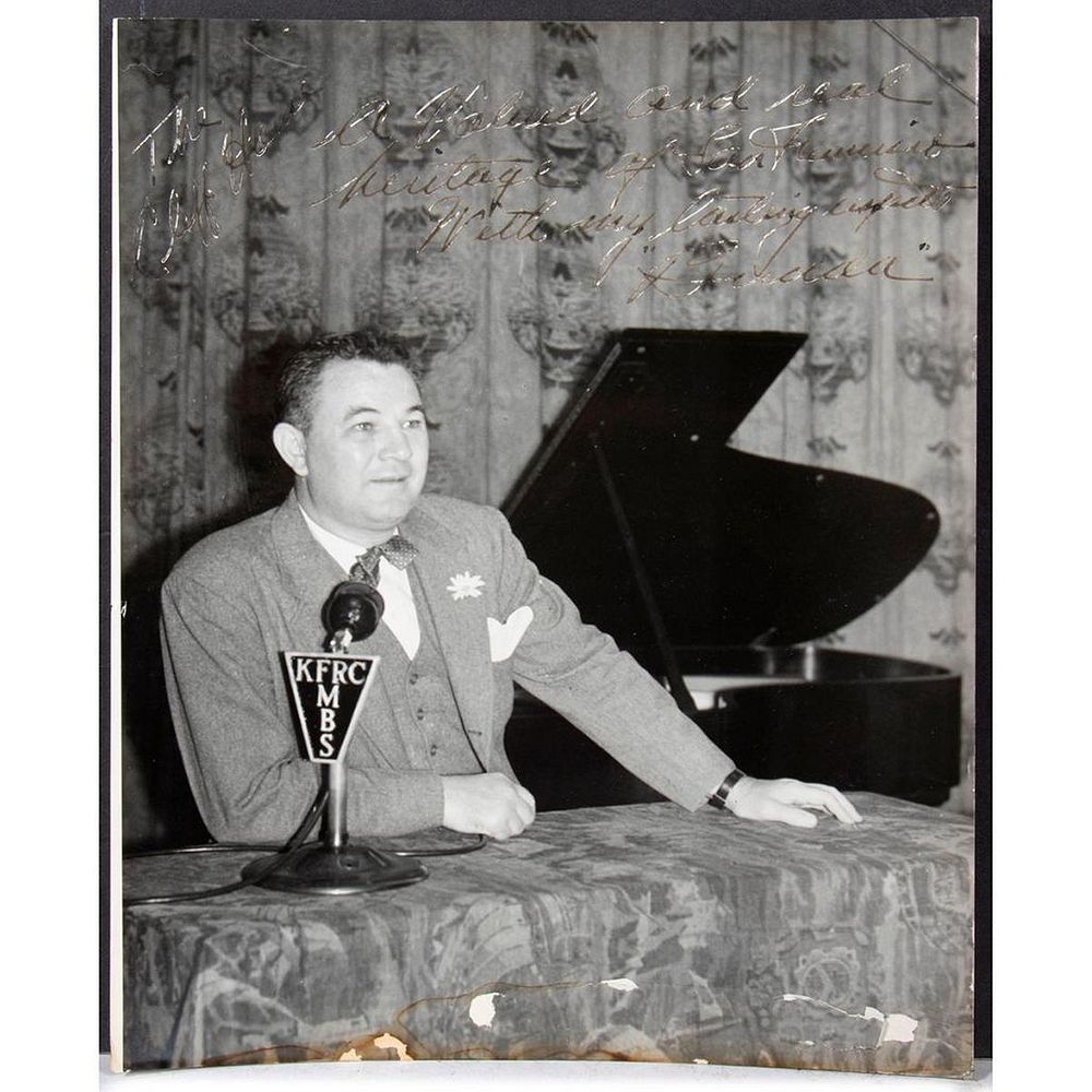 Appraisal: Budda Radio Host Original autographed inscribed photograph Size x Condition