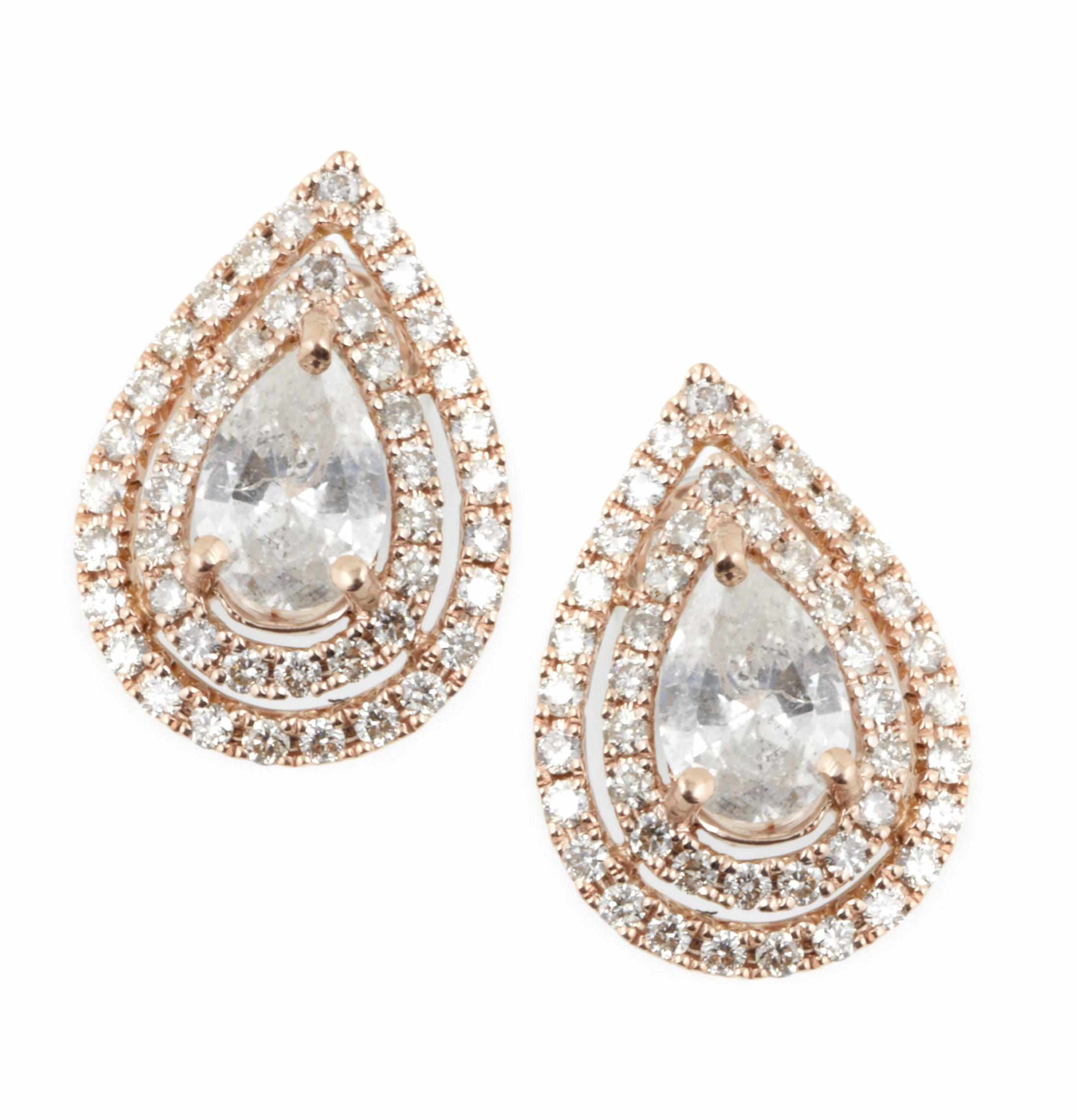 Appraisal: A pair of diamond and k rose gold earrings each