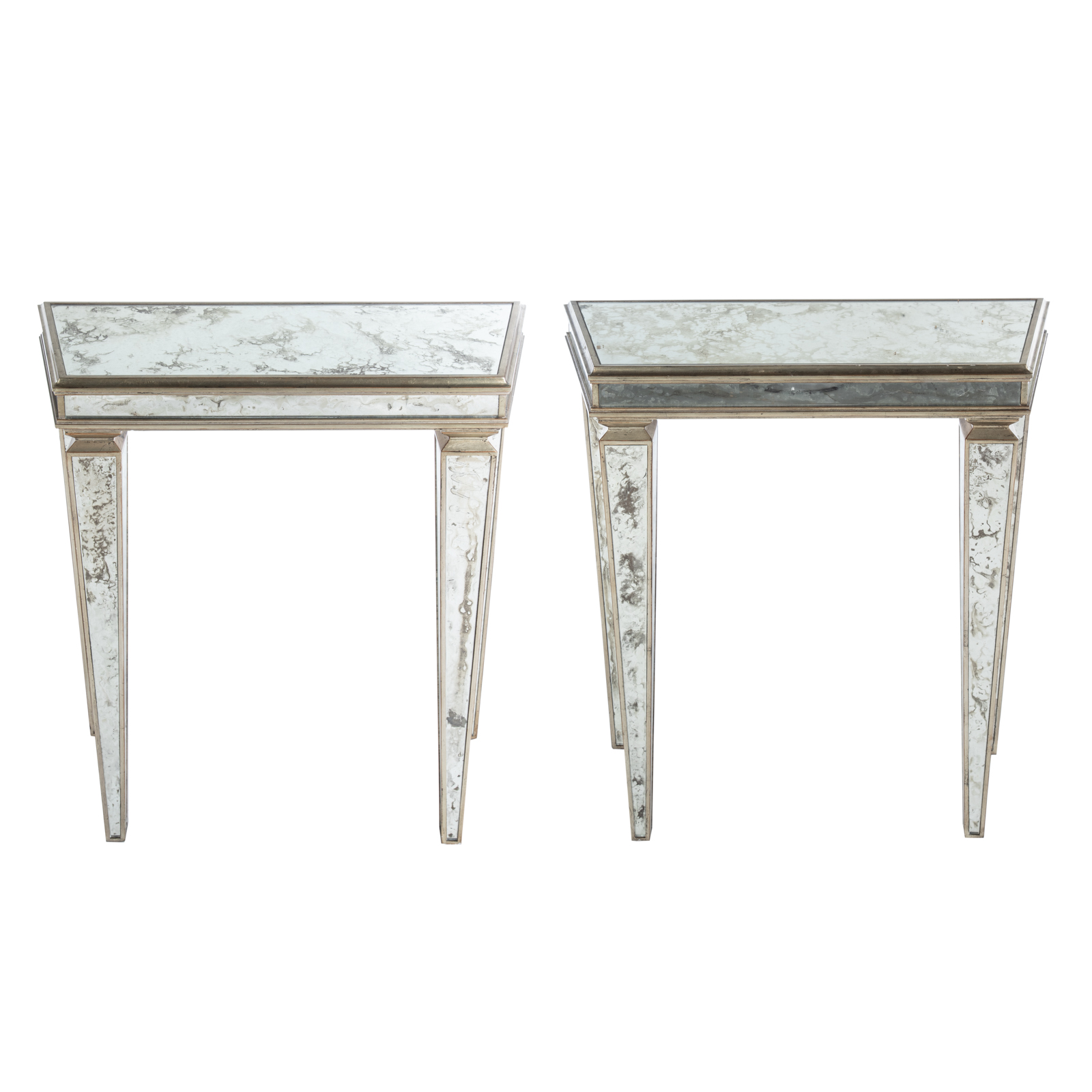 Appraisal: A PAIR OF CONTEMPORARY MIRRORED WALL CONSOLES th century silver