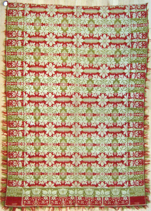 Appraisal: Pennsylvania jacquard coverlet dated inscribed Made by B Hausman Allentown