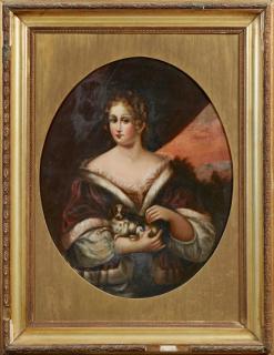 Appraisal: English School Portrait of a Woman with a Dog early