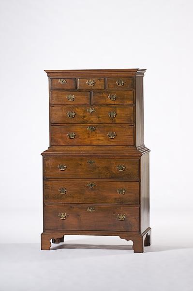 Appraisal: GEORGIAN CHEST-ON-CHEST English th century in mahogany with oak secondary