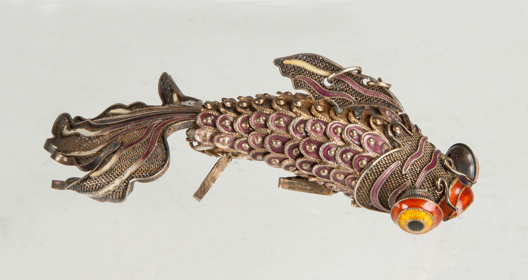 Appraisal: Silver Enameled Articulated Fish