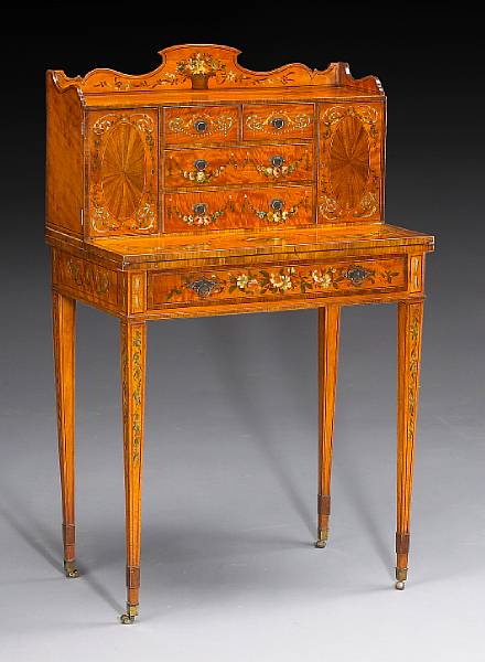 Appraisal: A George III paint decorated satinwood desk late th century