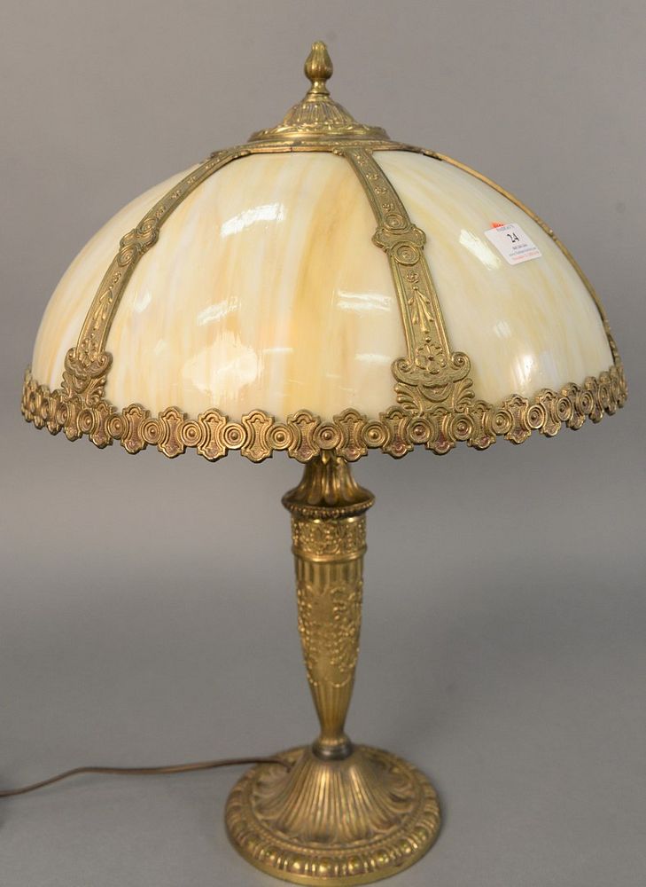 Appraisal: Six paneled dome glass and brass table lamp shade with