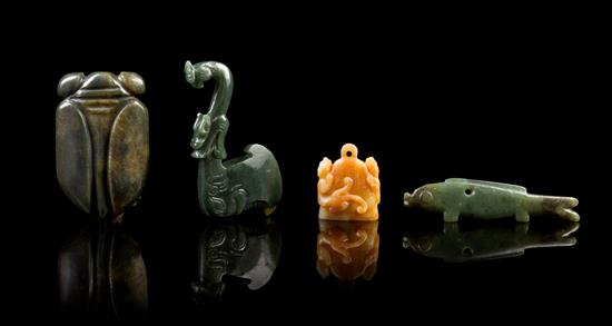 Appraisal: Sale Lot A Group of Four Carved Jade Articles the