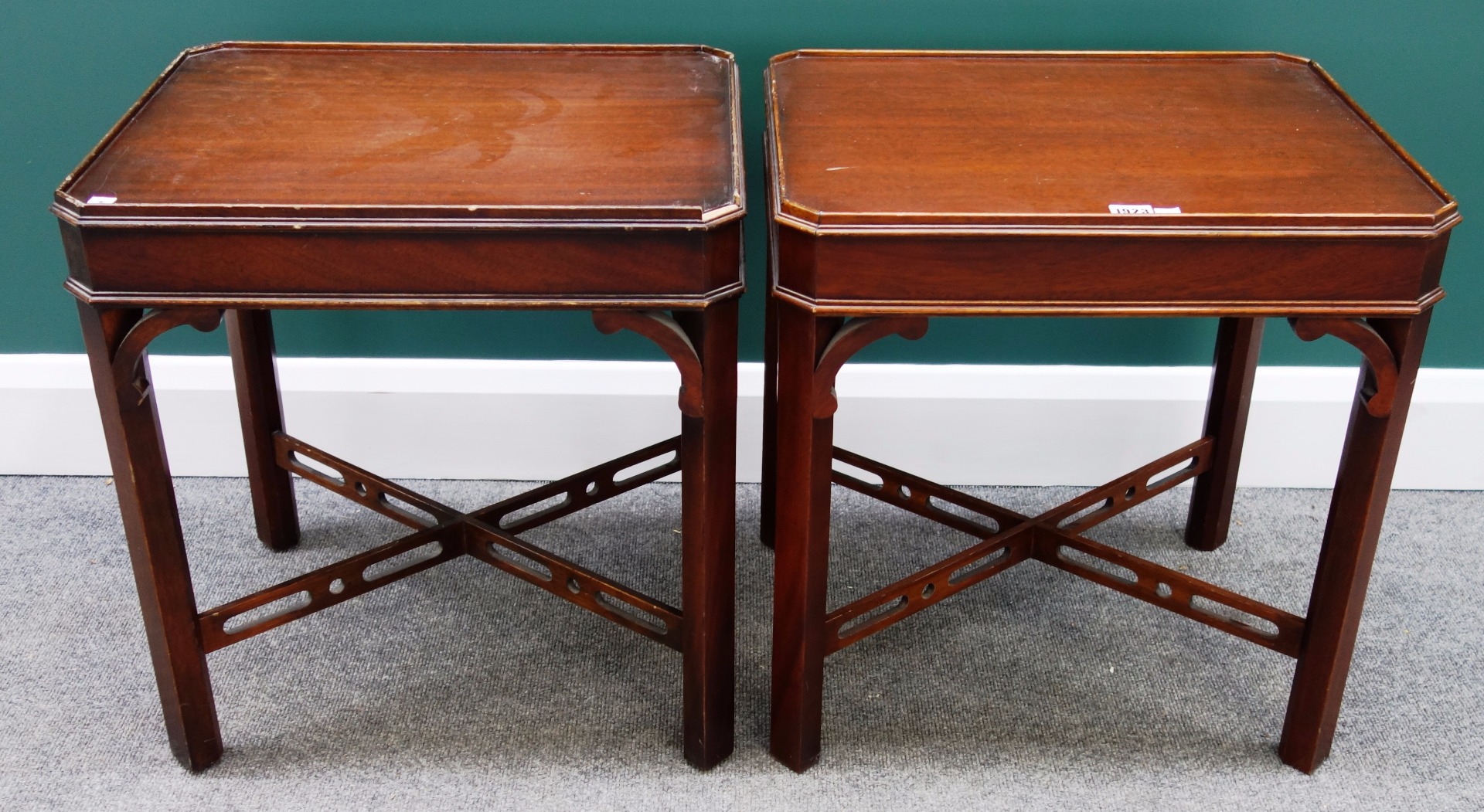 Appraisal: A pair of mid th century style canted rectangular mahogany