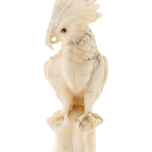 Appraisal: An Italian Carved Marble Figure of a Cockatoo First Half