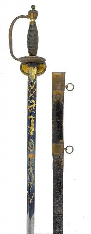 Appraisal: A PATTERN INFANTRY OFFICER'S SWORD AND SCABBARD the blued and