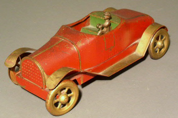 Appraisal: Metal toy convertible car c with original paint decoration and