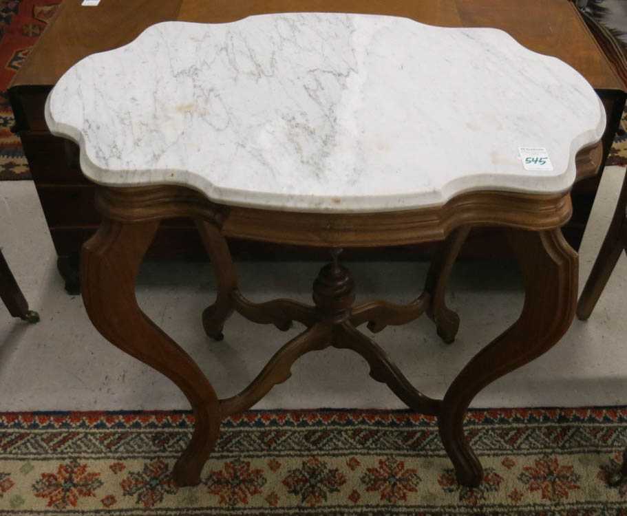 Appraisal: A VICTORIAN MARBLE-TOP LAMP TABLE American late th century the