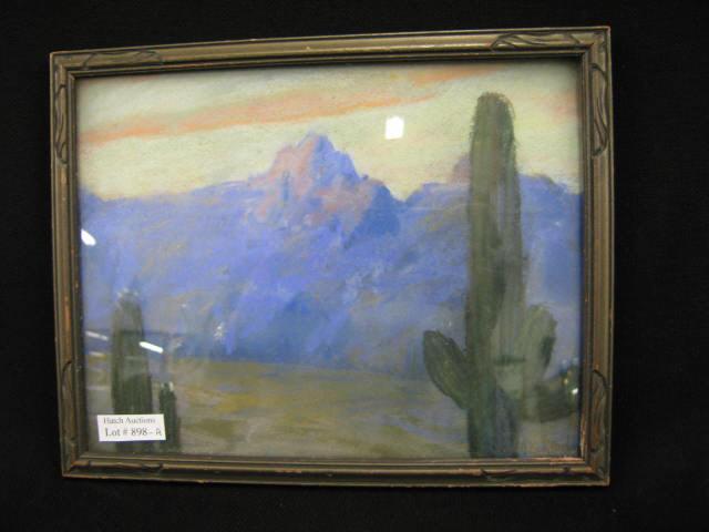 Appraisal: Western Pastel of Cactus Along the Mountainside O Evan Fuch