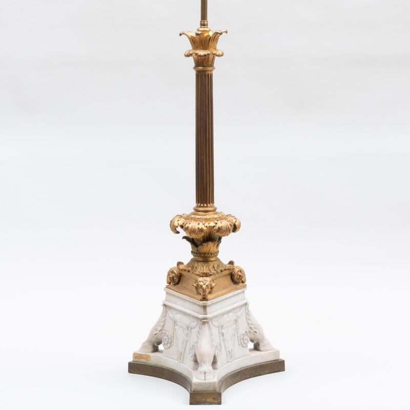 Appraisal: Italian Gilt-Bronze and Marble Columnar Lamp in to top of