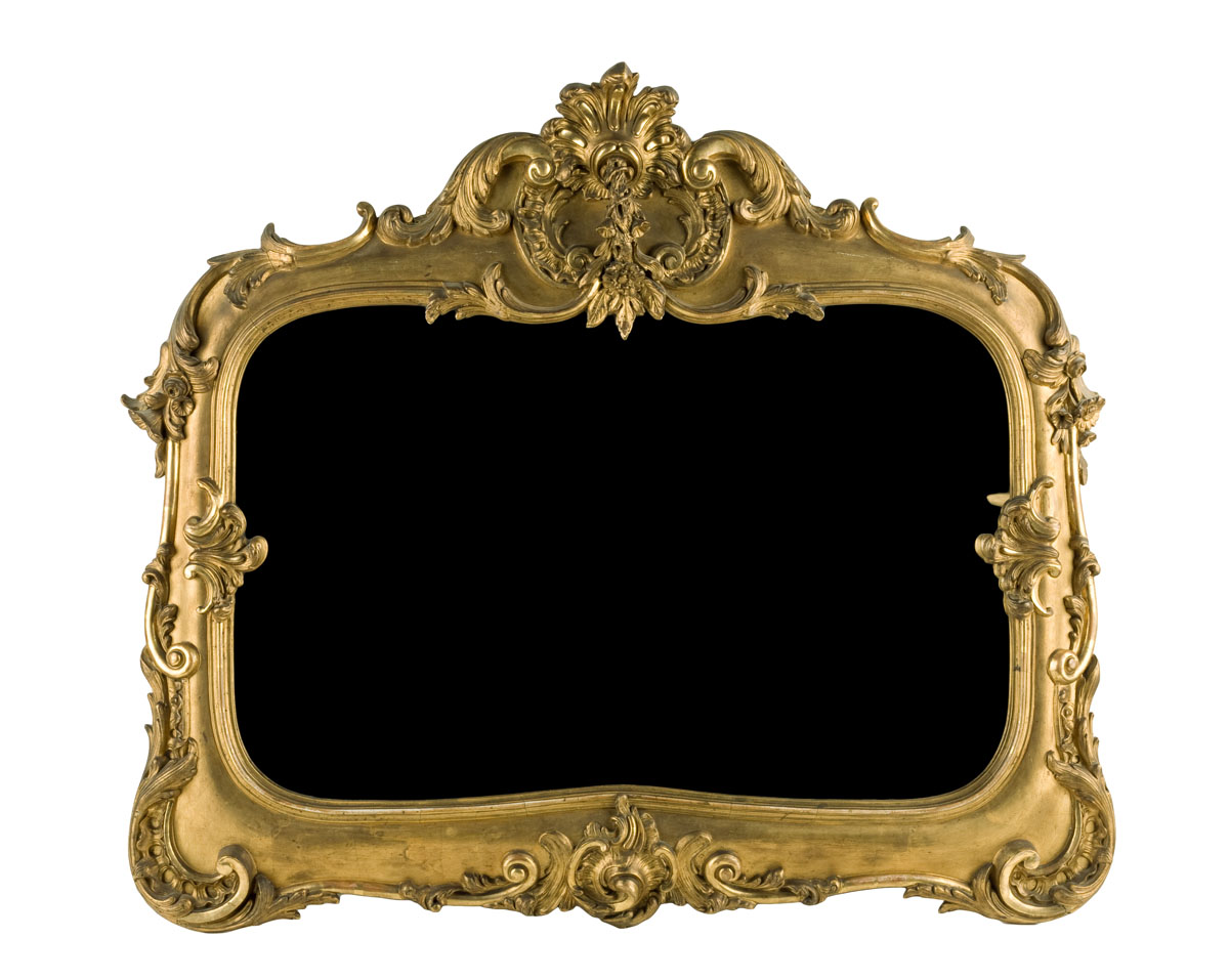 Appraisal: AMERICAN VICTORIAN ROCOCO GILDED OVERMANTLE MIRROR The crest with central