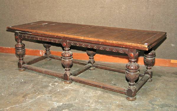 Appraisal: An Elizabethan style oak refectory table mid th century height